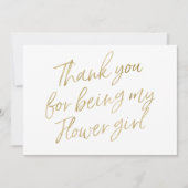 金ゴールドは"であることのために感謝していしています私のフラワー・ガール" サンキューカード (正面)