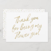 金ゴールドは"であることのために感謝していしています私のフラワー・ガール" サンキューカード (正面/裏面)
