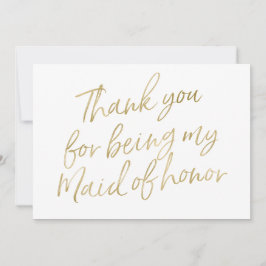 金ゴールドは"であることのために感謝していしています私のメイド・オブ・オーナー（花嫁付き添い人） " サンキューカード