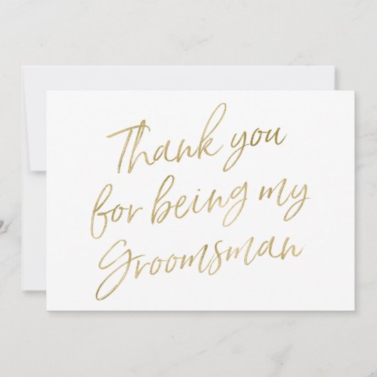 金ゴールドは"であることのために感謝していしています私の花婿の付添人" サンキューカード (正面)