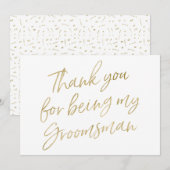 金ゴールドは"であることのために感謝していしています私の花婿の付添人" サンキューカード (正面/裏面)