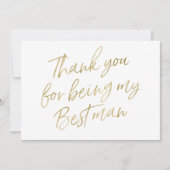 金ゴールドは"であることのために感謝していしています私の花婿介添人" サンキューカード (正面)