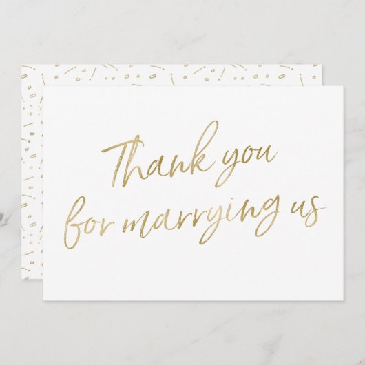 金ゴールドは"結婚するために感謝していしています私達と" サンキューカード (正面/裏面)