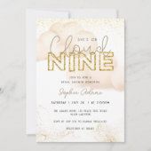 金ゴールドはCloud Nineブライダルシャワー 招待状 (正面)