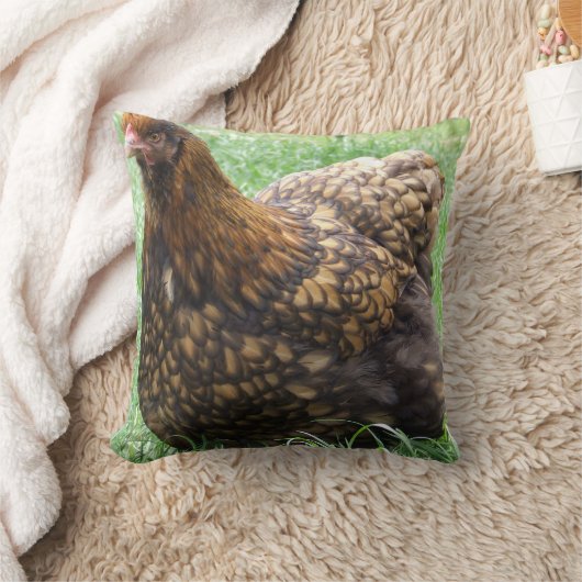 金ゴールドはOrpingtonのクッション、鶏、雌鶏、roosteをひもで締めました クッション (ブランケット)