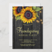 金ゴールドひまわりの田舎の納屋の木の友情 招待状 (正面)