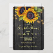 金ゴールドひまわりカントリーバーンドウッドブライダルシャワー 招待状 (正面)