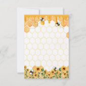 金ゴールドひまわりハニカムミツバチ赤ちゃんシャワー サンキューカード (裏面)