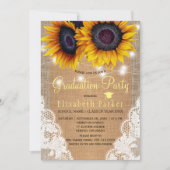 金ゴールドひまわりバーラップレースPHOTO卒業パーティー 招待状 (正面)