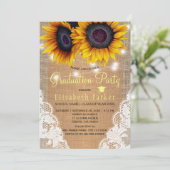 金ゴールドひまわりバーラップレースPHOTO卒業パーティー 招待状 (スタンド正面)