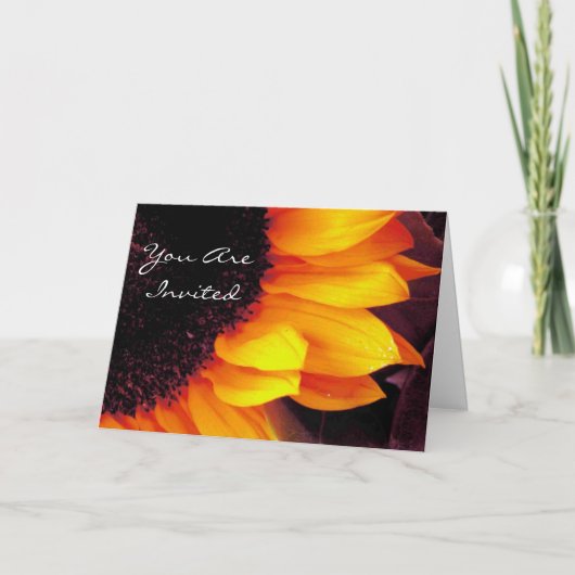 金ゴールドひまわりフローラ招待されよ結婚り 招待状 (正面)