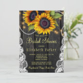 金ゴールドひまわりレース及びバーンドウッドブライダルシャワー 招待状 (スタンド正面)