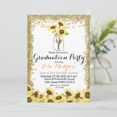 金ゴールドひまわり卒業パーティー招待状 招待状 (スタンド正面)