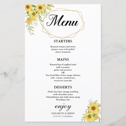 金ゴールドひまわり幾何素朴エレガントな結婚式 (正面)