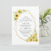 金ゴールドひまわり幾何素朴エレガントな結婚式 招待状 (スタンド正面)