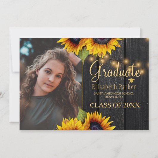 金ゴールドひまわり納車木工卒業発表 招待状 (正面)