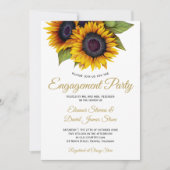 金ゴールドひまわり素朴な上品なエレガント婚約 招待状 (正面)