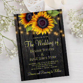 金ゴールドひまわり素朴な田舎結婚の納屋 招待状