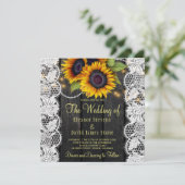 金ゴールドひまわり素朴な田舎結婚の納屋 招待状 (スタンド正面)