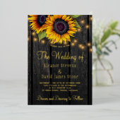 金ゴールドひまわり素朴な田舎結婚の納屋 箔招待状 (立ち正面)