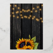 金ゴールドひまわり素朴な田舎結婚の納屋 箔招待状 (裏面)