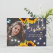 金ゴールドひまわり素朴な黒板卒業 招待状 (スタンド正面)