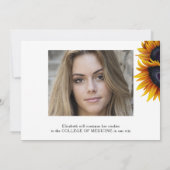 金ゴールドひまわり2枚の写真2枚の卒業発表 招待状 (裏面)