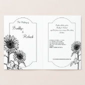 金ゴールドひまわり、エレガントな結婚式招待状 箔カード (内部)