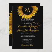 金ゴールドひ結婚まわりのカスタム図 招待状 (正面/裏面)