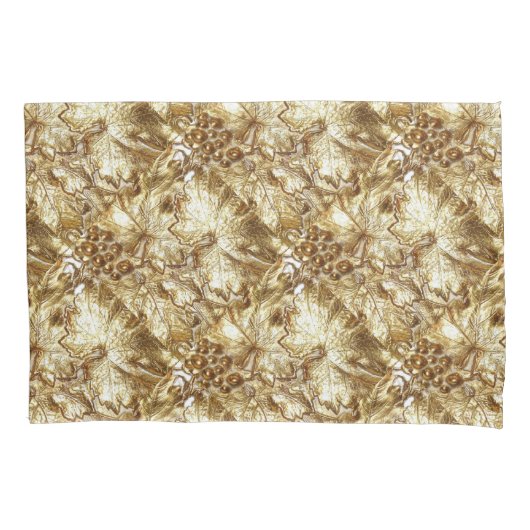 金ゴールドぶどう葉 枕カバー (正面)