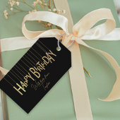 金ゴールドぶら下がったのレタリングオンブラックハッピーバースデー ギフトタグ