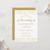 金ゴールドほこり紙吹雪結婚式の日付カードを保存 カード (正面/裏面インサイチュ)