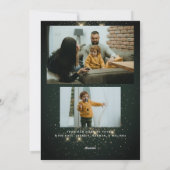 金ゴールドほこり3フォトパイングリーンメリークリスマス シーズンカード (裏面)