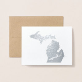 金ゴールドまたはシルバーミシガン州マップ無塩 箔カード