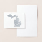 金ゴールドまたはシルバーミシガン州マップ無塩 箔カード (ディスプレー)