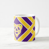 金ゴールドまたは紫色か白いバンドはまたは、ケルト族のハートの結び目縞で飾ります コーヒーマグカップ (正面右)
