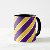 金ゴールドまたは紫色、白いバンドは、傾けられて縞で飾りましたり、曲がりました マグカップ (正面右)