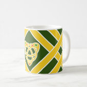 金ゴールドまたは緑か白いバンドはまたは、ケルト族のハートの結び目縞で飾ります コーヒーマグカップ (正面右)