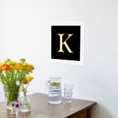 金ゴールドまたは銀のイニシャル文字 |黒 箔ポスター (レイダウン (キッチン))