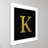 金ゴールドまたは銀のイニシャル文字 |黒 箔ポスター (レイダウン)