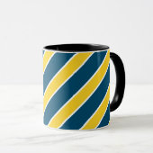 金ゴールドまたは青、白いバンドは、傾けられて縞で飾りましたり、曲がりました マグカップ (正面右)
