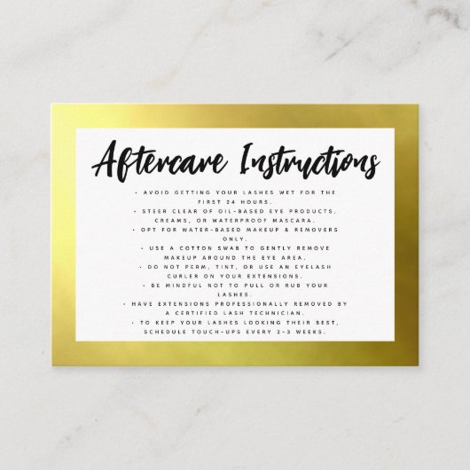 金ゴールドまつげエクステンションアフターケア 名刺 (正面)