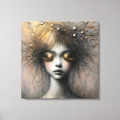 金ゴールドまつ毛の若い女性 キャンバスプリント (正面)