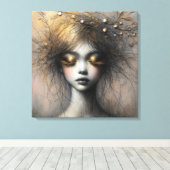 金ゴールドまつ毛の若い女性 キャンバスプリント (インサイチュ (ウッドフロア))