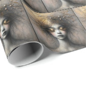 金ゴールドまつ毛の若い女性 ラッピングペーパー (ロールコーナー)