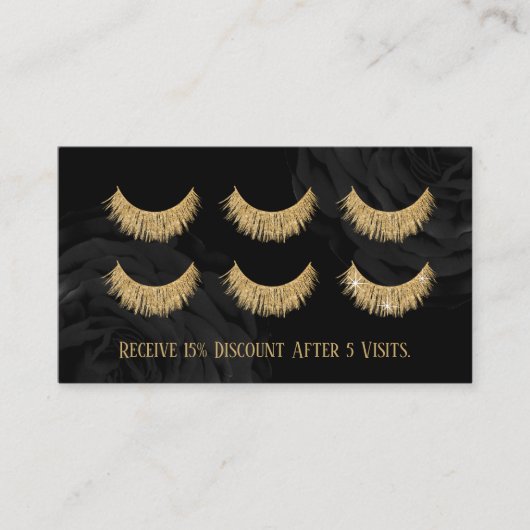 金ゴールドまつ毛エクステンションラッシュバーブラックフローラ ロイヤリティカード (正面)