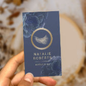 金ゴールドまつ毛ブルーフローラメイクアップアーティストエステティシャン 名刺