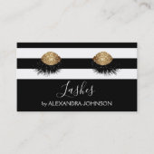 金ゴールドまばたき白黒ストライプ 名刺 (正面)