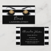 金ゴールドまばゆい白黒ストライプ眉 名刺 (正面/裏面)