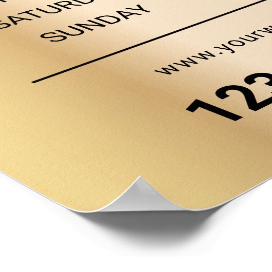 金ゴールドまぶしメイクアップアーティストサロン開館時間 ポスター (角)